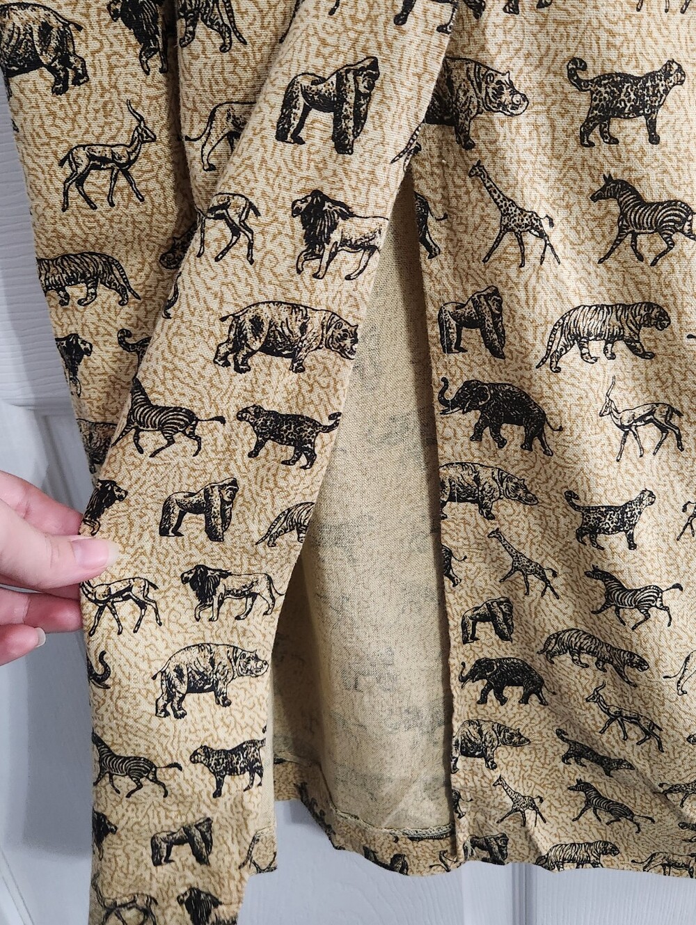 Tribal linen blend wrap maxi skirt size 14 African indie wildlife Animals safari - Picture 8 of 10